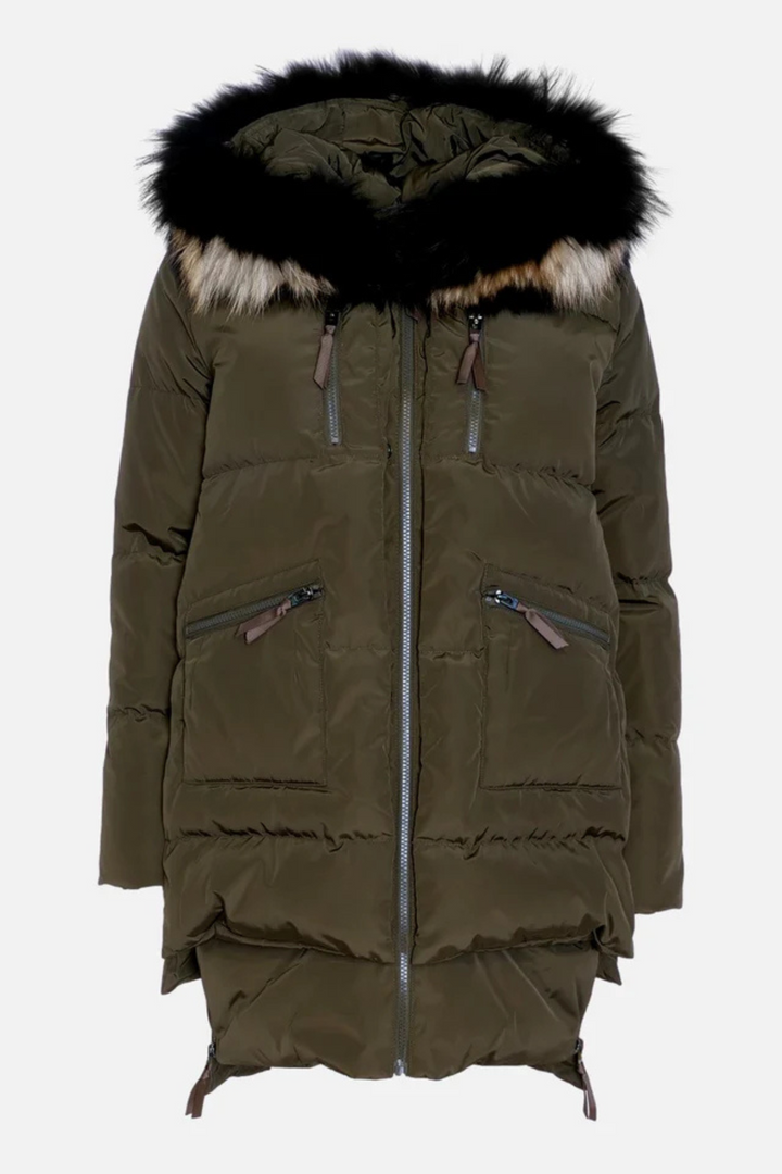 Levinsky Michelle  Coat Fur  Trim Army