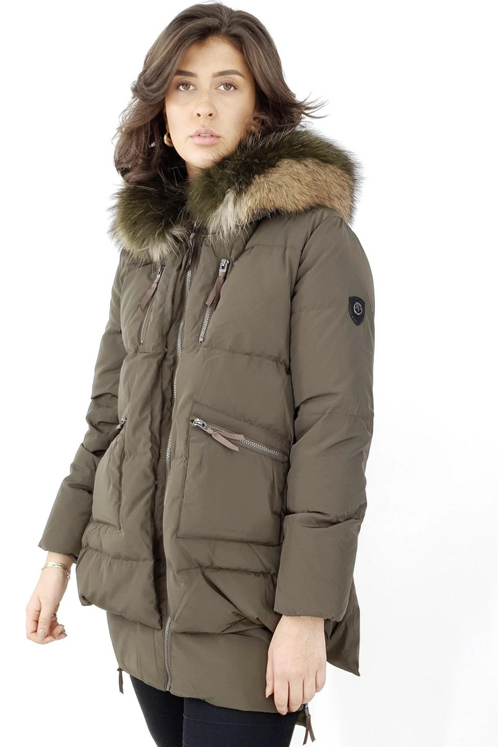 Levinsky Michelle  Coat Fur  Trim Army