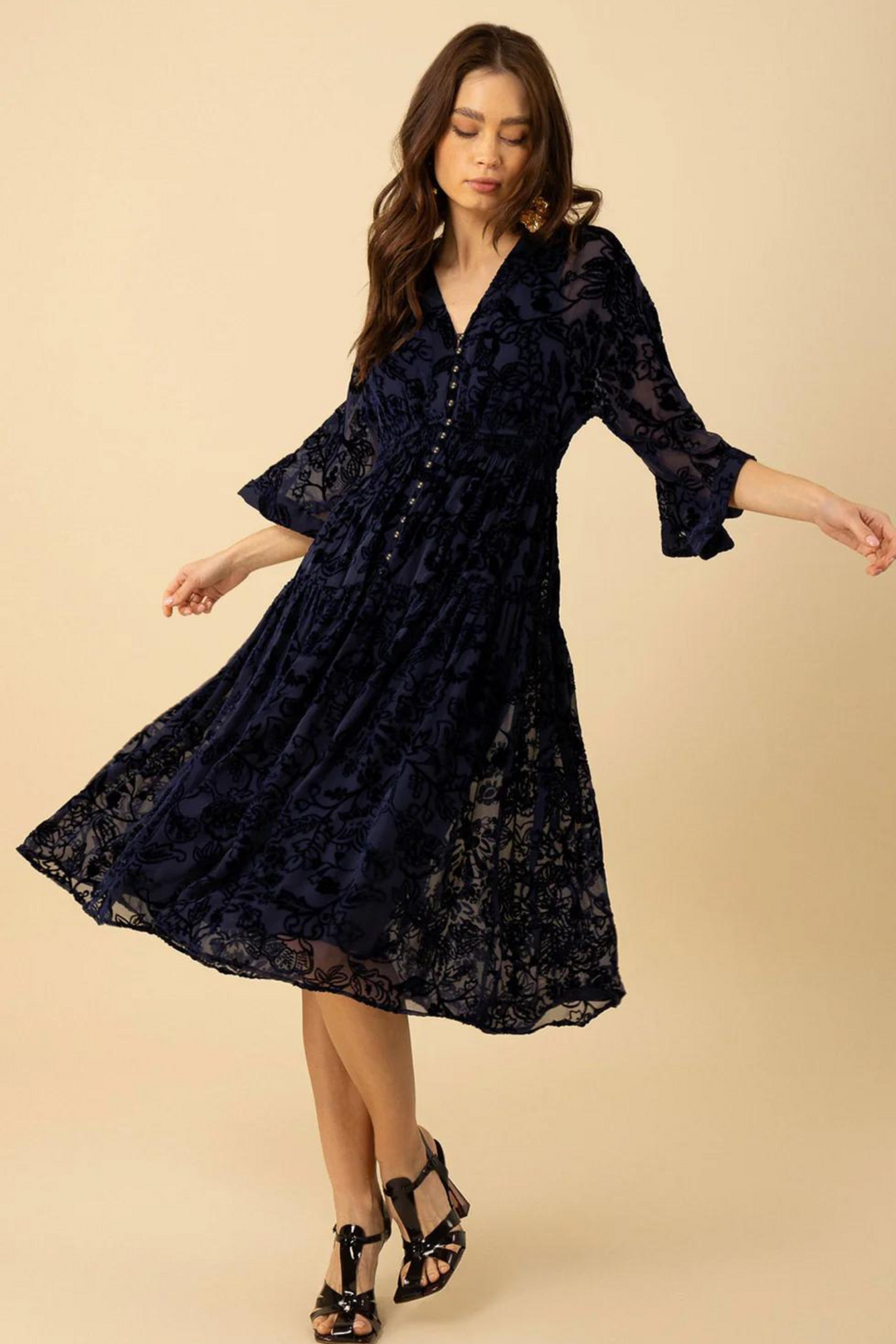 Hale Bob silk dress Navy