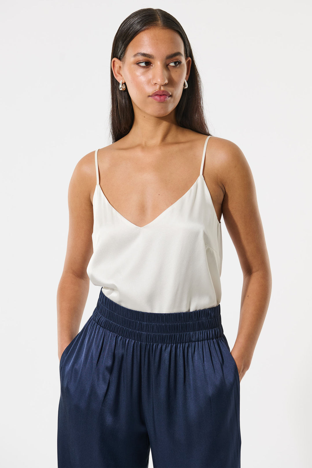 Dea Kudibal Octaviedea 0940125 Stretch Silk Satin Camisole Top Cloud White - Lonah Boutique