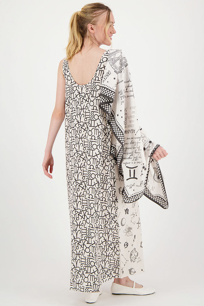 Me369 Allison Zodiac Print Sleeveless Maxi Dress Off White 125L70802 - Lonah Boutique Westbourne