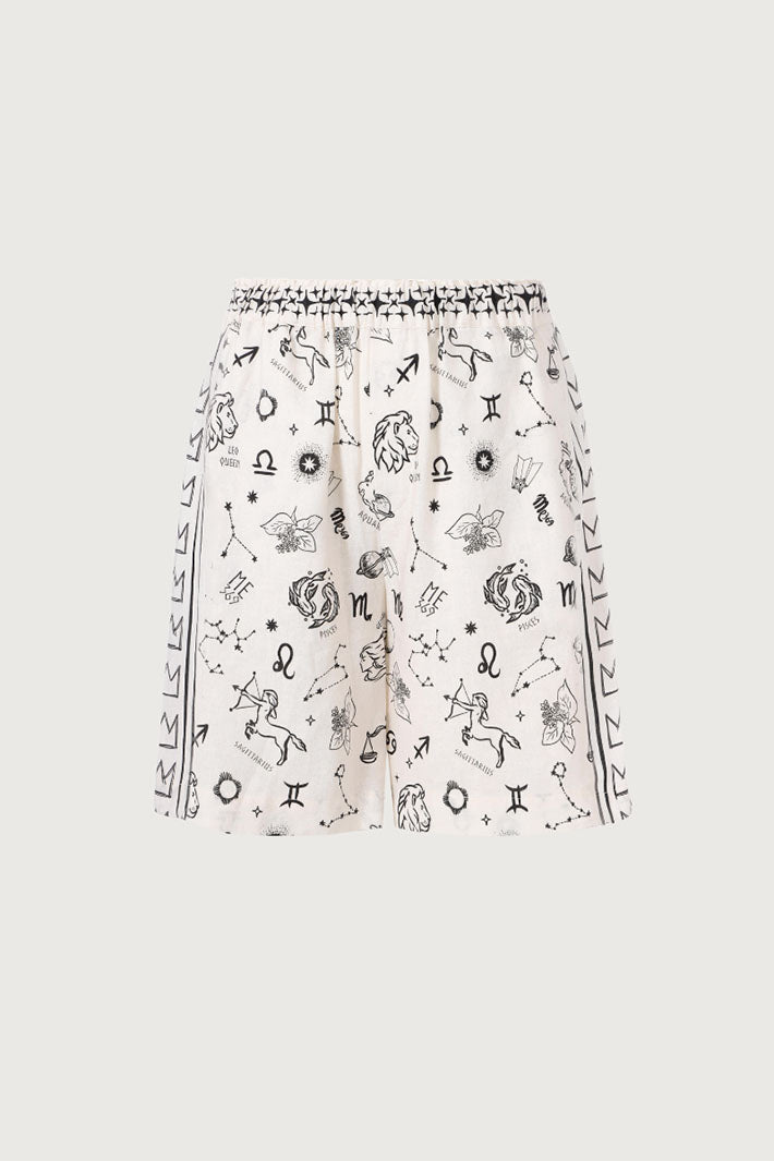 Me369 Eleanor Zodiac Print Bermuda Shorts Off White 125L15927 - Lonah Boutique Westbourne