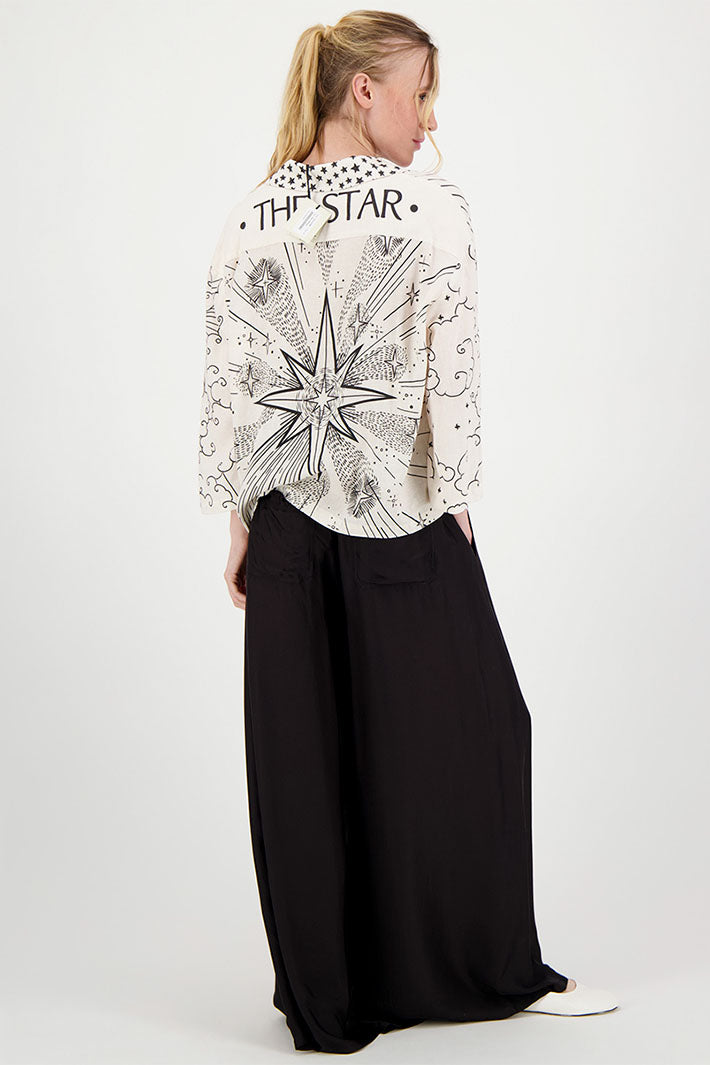 Me369 Nori Zodiac Print Cropped Shirt Off White 125L31396 - Lonah Boutique Westbourne