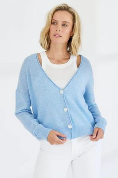 Mia Fratino 20210 Mabel Cashmere Cardigan  Powder Blue