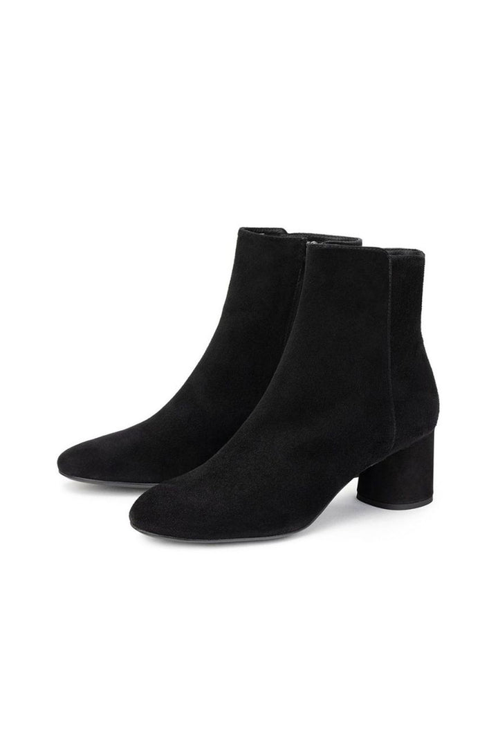 AGL 140562 Velour Ankle Boots Black - Lonah Boutique