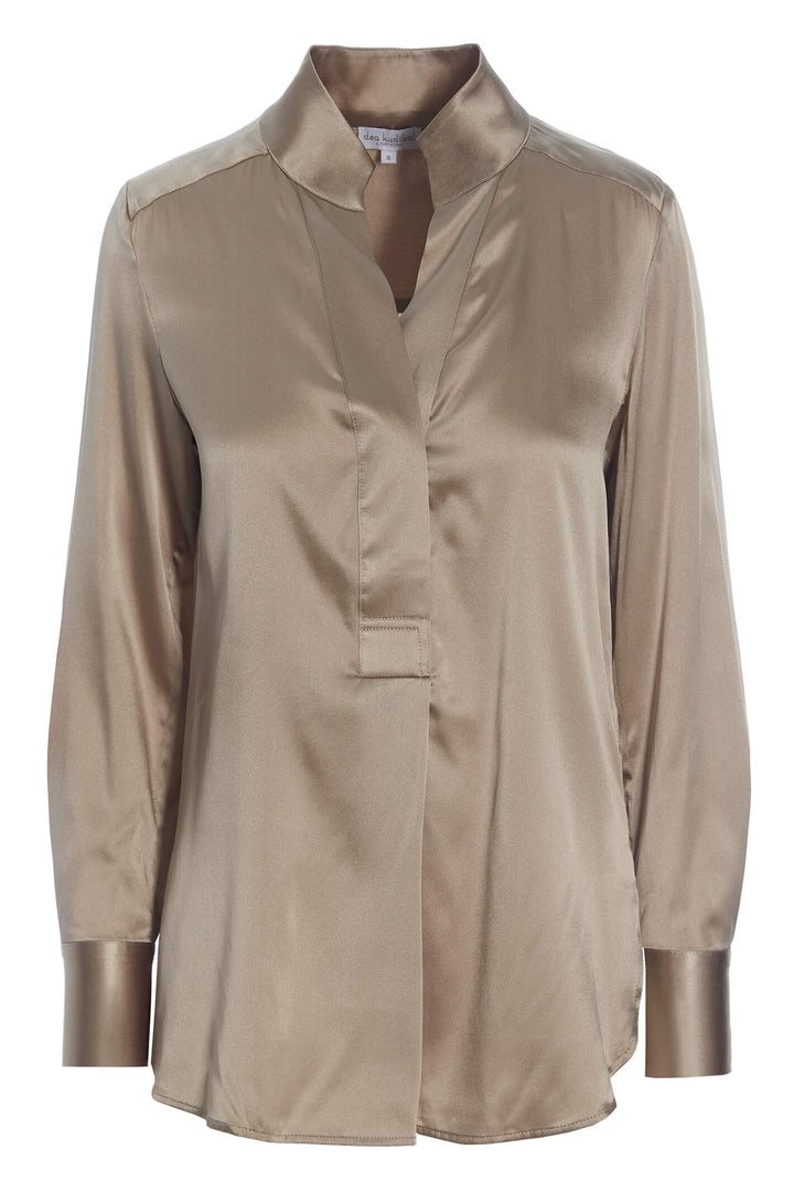 Dea Kudibal Nate 18-0722-1544 Beige Canvas Silk Blouse - Lonah Boutique