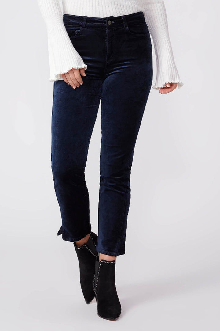 Paige 6531A66-5060 Cindy Deep Navy Velvet Trousers - Lonah Boutique