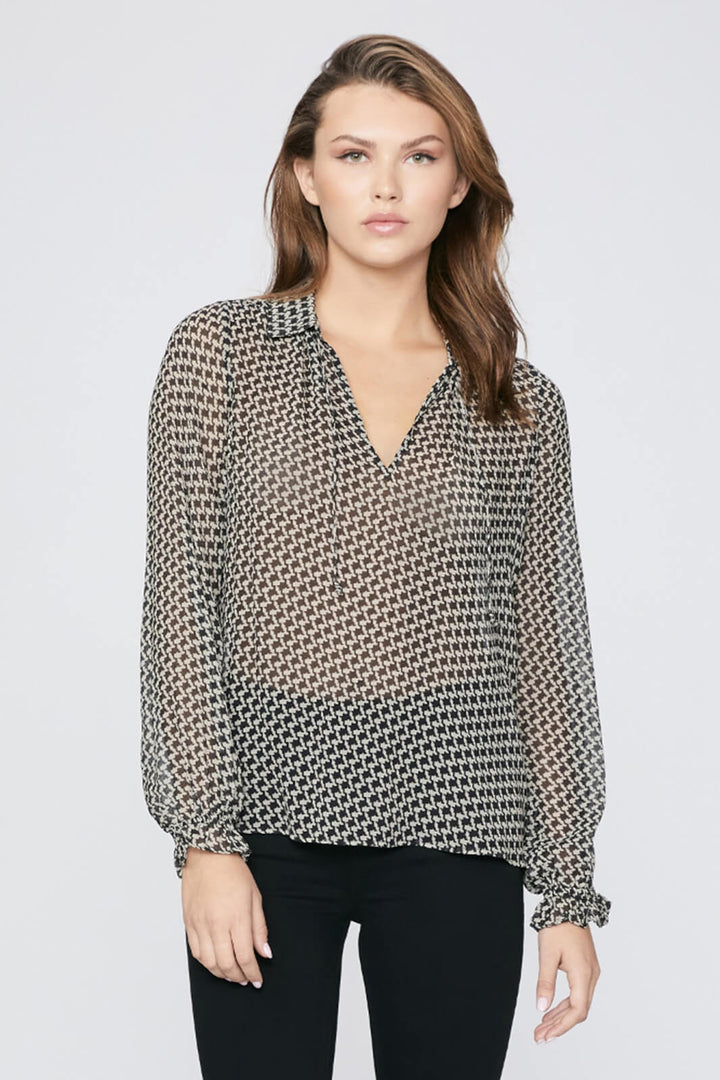 Paige 7662K16 7341 Brea Black Beige Blouse Shirt - Lonah Boutique