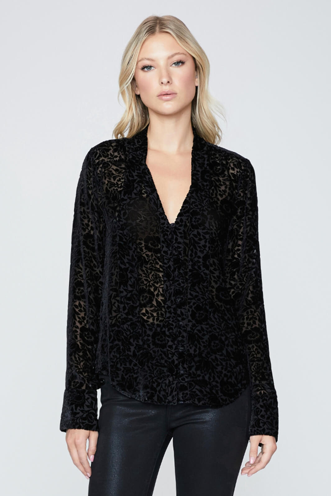 Paige W1086 Vyenna Black Velvet Top - Lonah Boutique